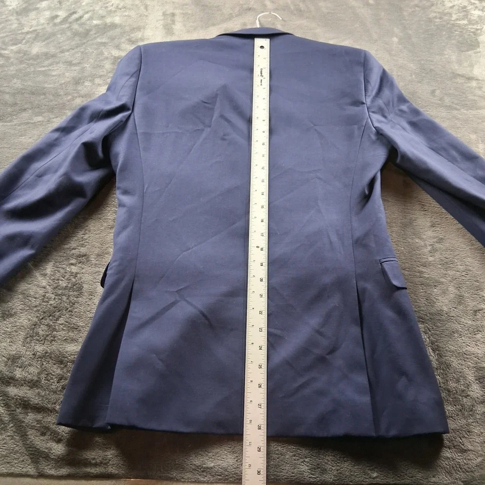 Two Button Blazer Mens Navy Blue Solid Professional Jacket